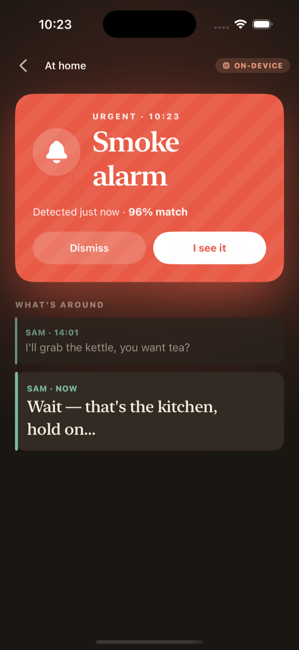Earshot smoke-alarm alert
